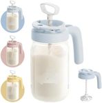 Papablic Glass Breastmilk Pitcher, Formula Mixing Pitcher with Mixing Handle Lid, 32 Oz Wide Mouth Mason Jar Mixer with Flip Locking Spout, Easy to Clean, BPA Free, Pink