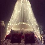 Mosquito Net for Bed, Bed Canopy with 100 LED Global String Lights, Ultra Large Hanging Bed Curtain Netting for Baby, Kids, Girls or Adults. 1 Entry,for Single to King Size Beds, Camping, Patio