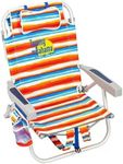 Deluxe Portable Backpack Beach Chair - Tommy Bahama Multicolour Striped Folding Chair, Sun Lounger Deck Chair with Card. Outdoor Chair for Beach, Camping, Picnics or Fishing