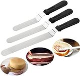 iDopick 3 Pack Angled Icing Spatulas Set Stainless Steel Kitchen Cake Decorating Frosting Spatula Pack of 3 (6 inch,8 inch and 10 inch) (Black)