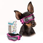 PETLESO Dog Goggles Small Breed, Dog Sunglasses for Small Breed UV Protection Eyewear for Small Dog, Small Pink