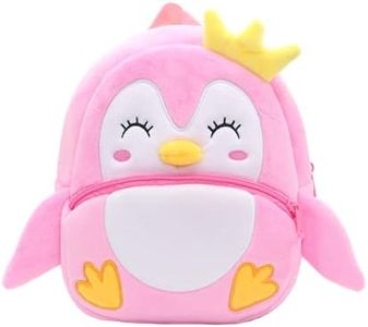 NICE CHOICE Cute Toddler Backpack Toddler Bag Plush Animal Cartoon Mini Travel Bag for Baby Girl Boy 2-6 Years, Cute Penguin, Large, Cartoon Cute Plush Toddler Backpack