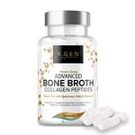 Pure Bone Broth Collagen Supplement Capsules Grass Fed Advanced Blend of Multi Collagen | Bone Broth Powder Pills for Bones, Hair, Skin, Nails, & Joints for Women & Men by K GEN