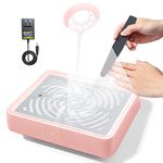 SAVILAND 40W Nail Dust Collector with LED Light - Low Noise Electric Nail Dust Suction Machine, Reusable Filter for Acrylic Gel & Dip Powder Nails, Pink