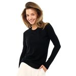 Merino Wool Base Layer Women - 100% Merino Wool Shirt Women Thermal Underwear Long Sleeve T-Shirt for Hiking, 190 Black, Medium