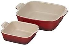 Le Creuset Stoneware Heritage Set of 2 Square Dishes, Small - 0.5 qt. & Medium - 2 qt., Cerise