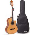 Cutaway Classical Guitar with Savarez™ Nylon Strings by Hola! Music™, Full Size 39 Inch Model HG-39C, Natural Gloss Finish - FREE Padded Gig Bag Included