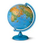 Tecnodidattica 0325ACIN0AR1A06 Arca Globe for Children | with Animals and World-Famous Landmarks |Illuminated and revolving | Graduated Meridian | Cartography in English | 10"/25cm Diameter, Blue