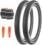 Balinge 26" x 2.125" Folding Replacement Bike Tire for Beach Cruiser Bike，Bicycle Tires for Commuter Bikes，White Wall，2 Tires 2 Levers (2 Tires & 2 Levers, 26" x 2.125")