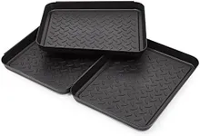 Farmlyn Creek Black Plastic Boot Trays for Under Sink, Entryway (13.7 x 10.6 x 1.2 in, 3 Pack)