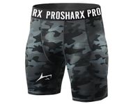 PROSHARX CamoFlex Men's Nylon Compression Shorts for Sports | Black Camouflage (M)