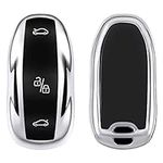 kwmobile Key Cover Compatible with Tesla Model S Car Key - Soft TPU Car Key Fob Protector Case - Silver High Gloss