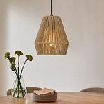 AKWAY Rattan Seagrass Paper Raffia Kauna Grass Wicker Lamp Premium Ceiling Light/Pendant Light Handwoven - 1 Piece (7.5" D x 9'H) (Beige) (Bulb not Included)