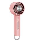 ARCTICOOL Ice-Cool Portable Mini Fan with Semiconductor Cooling Tech - 7500RPM Rechargeable Handheld Fan with Buckle, 2000mAh Battery, Pocket-Sized Cooling for Makeup, Travel, and Outdoor Use (Pink)