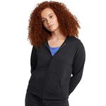 Hanes Women's Full-Zip Hooded Sweatshirt, EcoSmart Women's Sweatshirt, Women's Comfortable Hoodie, Ebony, Medium