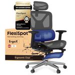 FLEXISPOT ErgoX Ergonomic Office Chair with Footrest, Desk Chair with 3D Armrests, 3D Headrest, 5D Adjustable Backrest, Breathable Seat, Maximum Load 136 kg, Work Chair, Grey