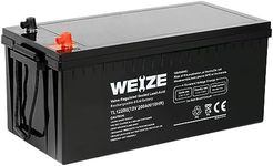 WEIZE 12 Volt 200Ah Deep Cycle AGM Battery, 3% Self-Discharge Rate, 2000A Max Discharge Current, Perfect for RV, Camper Vans, Cabin, Marine, Off-Grid System, portable solar set-ups and Home Appliances