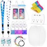 15 PCS Cruise Must Haves Includes Cruise Luggage Tags, Cruise Lanyard, Waterproof Phone Bags, Travel Clothesline, Pop Up Hamper, Towel Clips, Power Strip for Carnival Essentials Kit