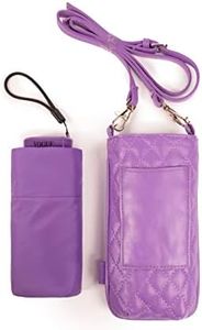 vogue Paraguas micromini plegable mujer elegante, fino y ultra ligero. Con bolsito smartphone. Ideal para regalo. Sistema Anti-viento (Wind Proof), Protección Solar UV. Apertura manual. (Lila)
