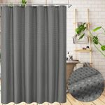 Grey Waffle Weave Shower Curtain HADEEONG 72x72in Cloth Shower Curtain Waffle Textured Fabric Shower Curtain with 12 Plastic Hooks Waterproof Washable for Hotel Spa Bathroom