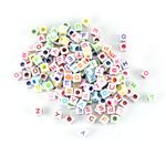 Unobite 500 Piece Plastic Alphabet Beads with Colorful Alphabets ABC for Jewellery Making, DIY Bracelets, Necklace, Key Chains and Kids Jewellery(White Color, Square Shape)