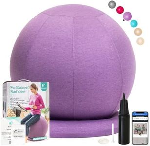 ENOVI ProfiBalance Exercise Ball Chair - Seat Ball with Chair Covers, Stability Ring Base, for Office and Home, Improve Balance, Core Strength and Posture, Relieve Back Pain, 65 cm, AP