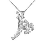 .925 Sterling Silver Karate Girl Women’s Martial Arts Sports Taekwondo Jiu Jitsu Charm High Kick Pendant Necklace - Choice of Chain Length, Metal, not-known