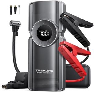 TREKURE Car Jump Starter with Air Compressor, 150PSI 3000A Peak Battery Booster Pack (9.0L Gas/8.0L Diesel), 12V 4-in-1 Portable Battery Booster Jump Starter with Jumper Cables, LED Flashlight