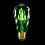 VELOCIOUS Green Color LED 4Watt Filament ST64 Light Bulbs, E26 Base Light bulb – Energy Saving - Lasts for 25000 Hours - Heavy Duty Glass - 1 Unit