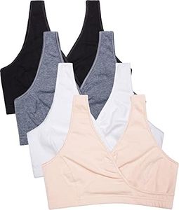 Maternity Nursing Sleep Bra Breastfeeding Bralette Cotton Wireless Bras, A2-black/Charcoal/Nude/White-4pcs, Medium