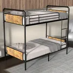 Homhougo Bunk Bed Twin Over Twin, Twin Bunk Beds, Heavy Duty Twin Size Metal Bunk Bed with Guardrail & Ladders, Space-Saving, Noise Free, No Box Spring Needed, Black