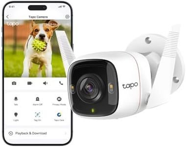 Tapo TP-Link Security Camera, Wi-Fi/Ethernet Connection, 2K QHD, 4MP, Color Night Vision, IP66, Free Smart AI Motion Detection & Notifications, Voice Control, Two-Way Audio, SD Card Slot (Tapo C320WS)
