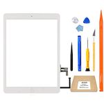 JPUNG for iPad Air 1st Generation Digitizer Screen Replacement (White), for A1474 A1475 A1476 Touch Screen, with Home Button, Complete Repair Tools Kit, Camera Holder