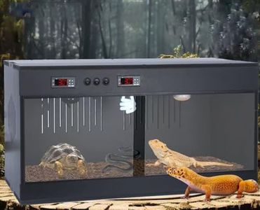 Reptile Terrarium Tank, Bearded Dragon Tank for Ball Python Snake Gecko Bearded Dragon, PVC Reptile Lounge Habitat with Glass Sliding Door and Intelligent Thermostat (66gallons)