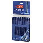 FLAIR Carbonix Blu Ball Pen Wallet Pack | 0.7 mm Tip Size | Low-Viscosity Ink with Double Writing Length | Smudge Free Writing, Attractive Body Graphics | Blue Ink, Pack of 10 Pens