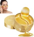 DRURI Under Eye Patches for Dark Circles with 24k Gold | Pack of 60 Eye Cooling Gel Pads | Hydrogel Eye Patch Mask with Collagen for Relaxing Eyes, Reducing Puffiness & Wrinkles