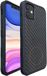 molzar Tire Series for iPhone 11 Case with Real Weave Carbon Fiber, Built-in Metal Plate for Magnetic Mount, Support Wireless Charging, Compatible with iPhone 11, Black/Weave