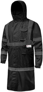 DPSAFETY Hi Vis Rain Jacket with 3M Reflective Stripe,High Visibility Class 3 Rain coats,Safety Waterproof Rain Suits for Men with Hood and 2 Large Pockets construction work rain gear(Black 5XL)