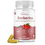 Berberine High Strength 1500mg - Berberine Supplement with Black Pepper, 60 Capsules 2 Months Supply - Weight Management, Heart Health and Blood Sugar Control - by Vegan Vitaliy, Made in The UK