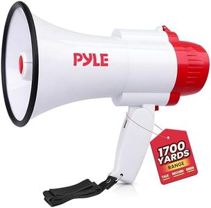 Pyle 30W Megaphone Bullhorn with Siren & Voice Recorder – Portable Loud Hailer PA Speaker, Up to 730 m Range, Battery Powered (4 x D Batteries) for Sports & Emergency Use