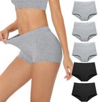 Migbean BoyShorts Panties for Women Short Boxer Briefs Full Coverage Boy Shorts Underwear Cheeky Panties Black Grey