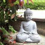 Garden Ornament Sitting Buddha Zen Outdoor Indoor Statue Resin Home Decor Stone Effect