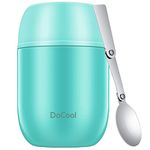 DaCool Food Thermo for Hot Food Insulated Food Jar 16 Ounce Vacuum Stainless Kids Lunch Thermo Container Bento for Kids Adult with Spoon Leakproof for School Office Picnic Travel Outdoors,Cyan Blue