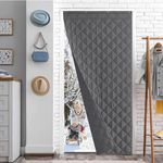 NICETOWN Soundproof Blackout Door Curtain, Waterproof Blanket for Door, Thermal Insulated Windproof Temporary Door Curtains for Living Room Patio Keep Warm for Winter, 1 PC, Grey, 42" x 82"