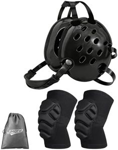 JHOFIF Wrestling Headgear, Youth & Adult Wrestling Gear with 5-Point Safety Strap System, 11 Vent Holes Ear Protection, Adjustable Size for Wrestling (Small, Wrestling Headgear+Knee Pads)