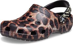 Crocs Unisex Classic Clogs | Leopard Print Shoes for Women, Black/Multi Animal, 15 US