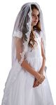Sacred Traditions Girls Tulle Lace Edge Mantilla First Communion Veil, White, 45 Inch