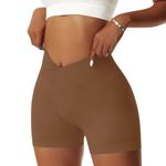 Vertvie Seamless Workout Shorts for Women V High Waist Gym Biker Shorts Tummy Control Booty Yoga Running Butt Lift Cycling Shorts Coffee Brown L