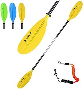 JAYEGT Kayak Paddle 87.4Inch/222CM Aluminum Alloy Shaft Kayaking Boating Oar with Paddle Leash, 1 Paddle + 1 Leash (Yellow)