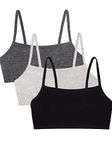 Fruit of the Loom Women's Spaghetti Strap Cotton Pull Over 3 Pack Sports Bra, Black/Heather Grey/Charcoal, 36